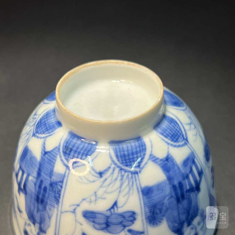 清 青花人物纹杯 - 图8